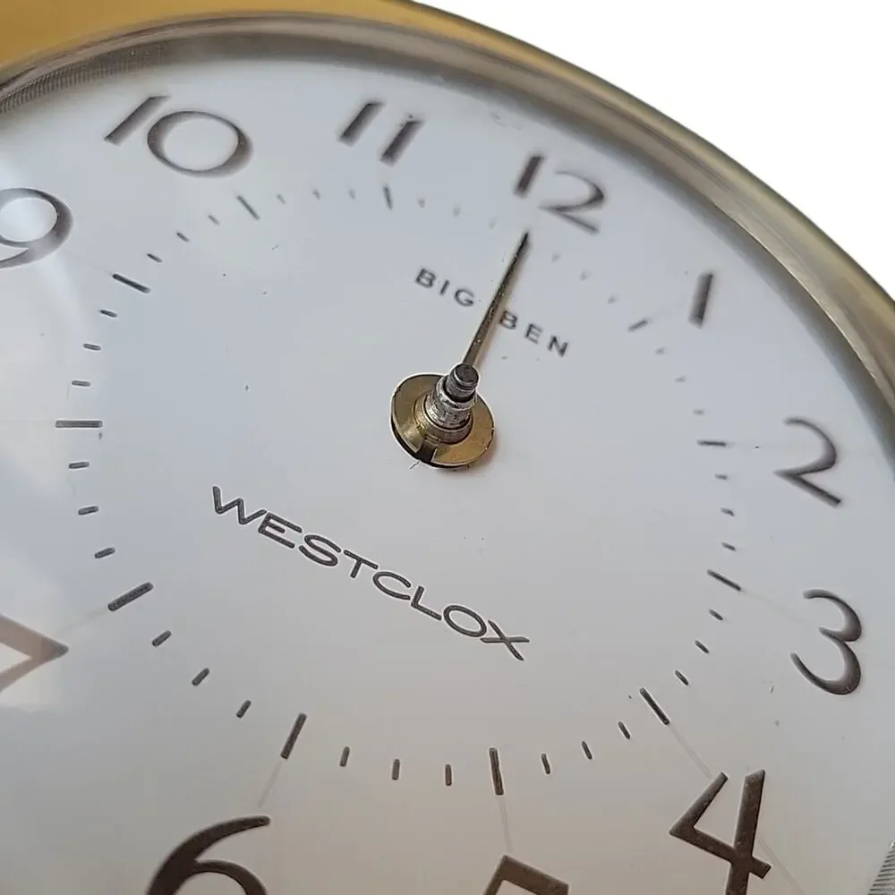 Clock Big Ben Westclox White Face Vintage Alarm Glow in the dark Rehab Project